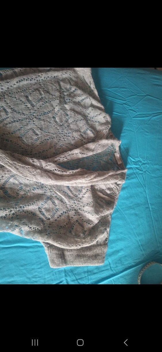 Uzun Gri Nakışlı Bohem Örgü Hırka - Görsel 2