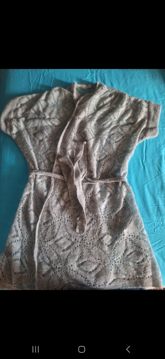 Uzun Gri Nakışlı Bohem Örgü Hırka - Görsel 4