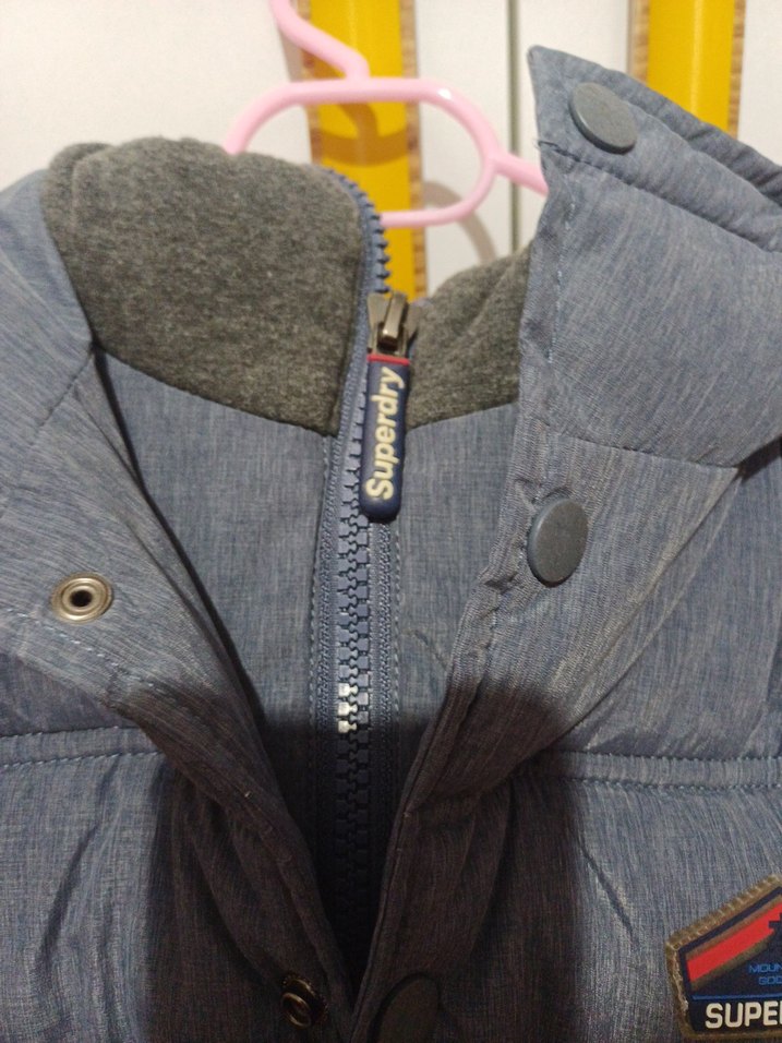 Çocuk Gri Fermuarlı Kapüşonlu Yelek Superdry Marka çok kaliteli - Görsel 3