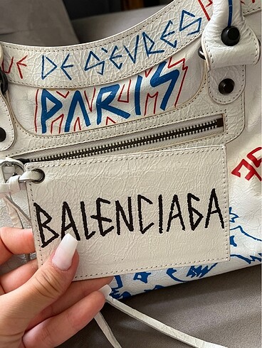 Beden çeşitli Renk Balenciaga blanco graffiti lambskin çanta