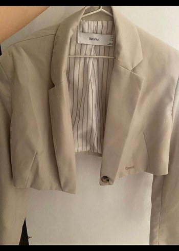 Bej Deri Kemerli Kadın Ceket - Görsel 2