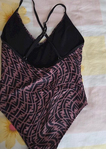 Pembe Desenli Drapeli Kadın Mayo - Görsel 2