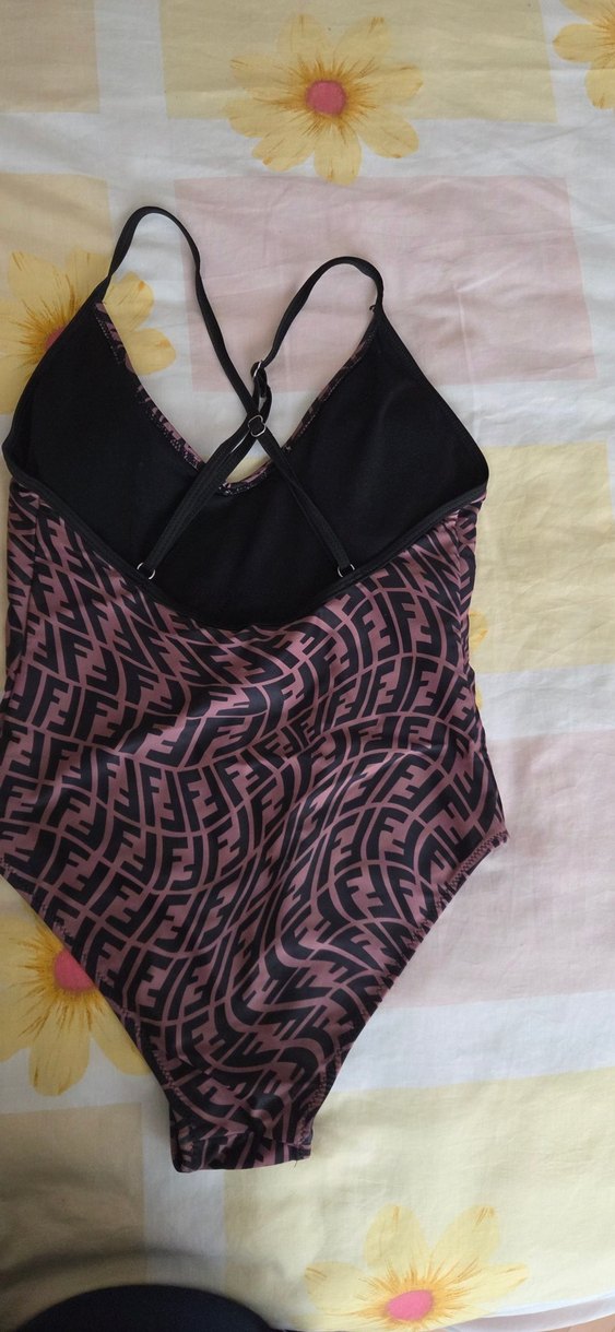 Pembe Desenli Drapeli Kadın Mayo - Görsel 2