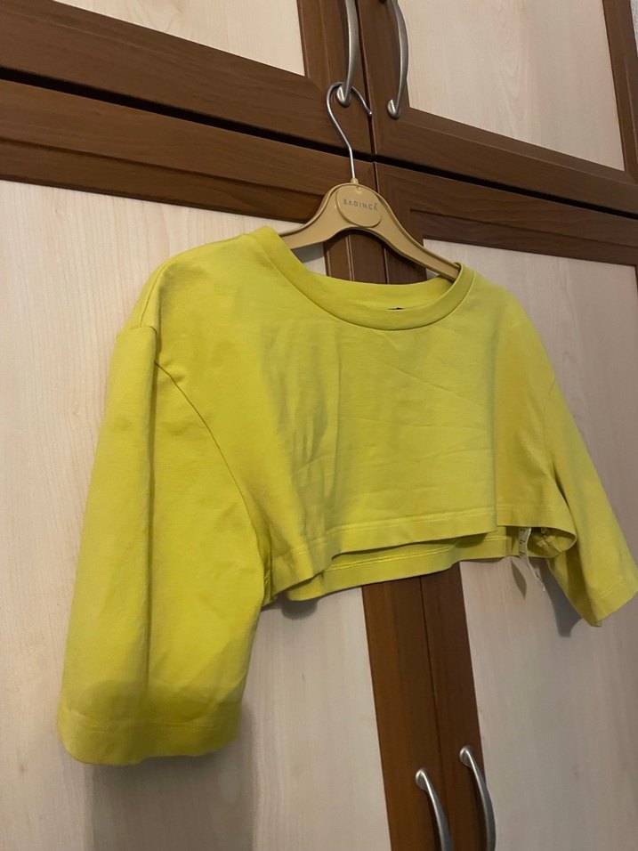 Sarı Crop Top, - Görsel 3