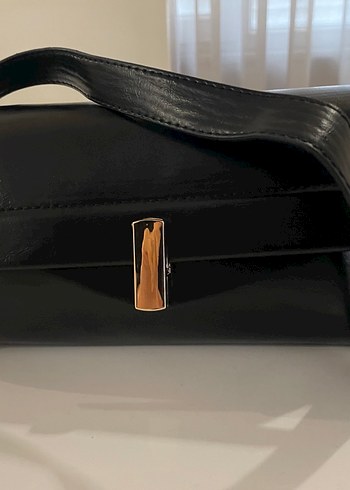 Siyah Deri Tokalı Kadın Çanta - Görsel 4