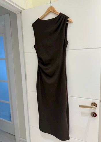 Drapeli Siyah Uzun Kollu Elbise - Görsel 2