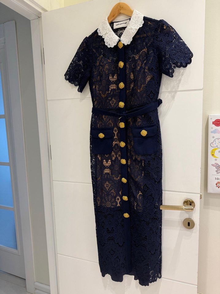 Deep atelier Dantelli Lacivert Mini Elbise - Görsel 2