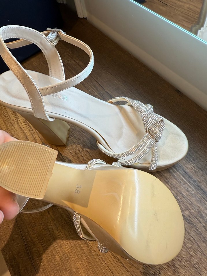 Bej Süet Platform Topuklu Kadın Abiye Ayakkabı - Görsel 4