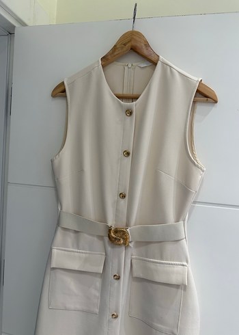 Zara Kemerli Beyaz Uzun Elbise - Görsel 2