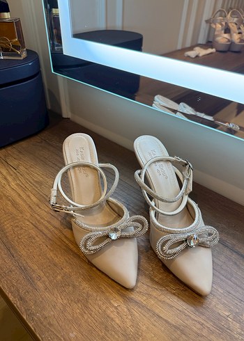 Beyaz Topuklu Kadın Abiye Ayakkabı - Görsel 2