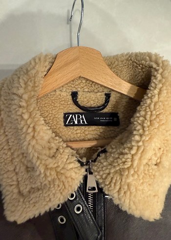 Zara Kahverengi Deri Kemerli Mini Biker Ceket - Görsel 2