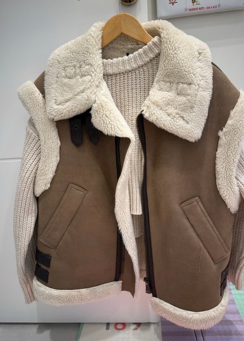 Zara Kürklü Kahverengi Süet Kolsuz Kadın Yelek - Görsel 2