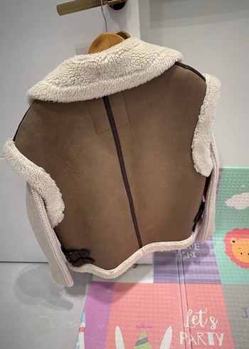 Zara Kürklü Kahverengi Süet Kolsuz Kadın Yelek - Görsel 3