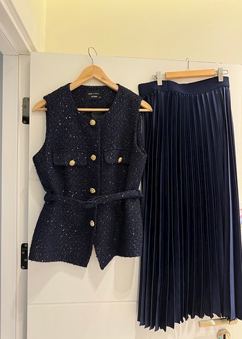 Kadın Lacivert Piliseli Uzun Takım - Görsel 2