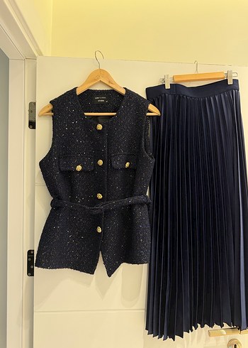 Kadın Lacivert Piliseli Uzun Takım - Görsel 3