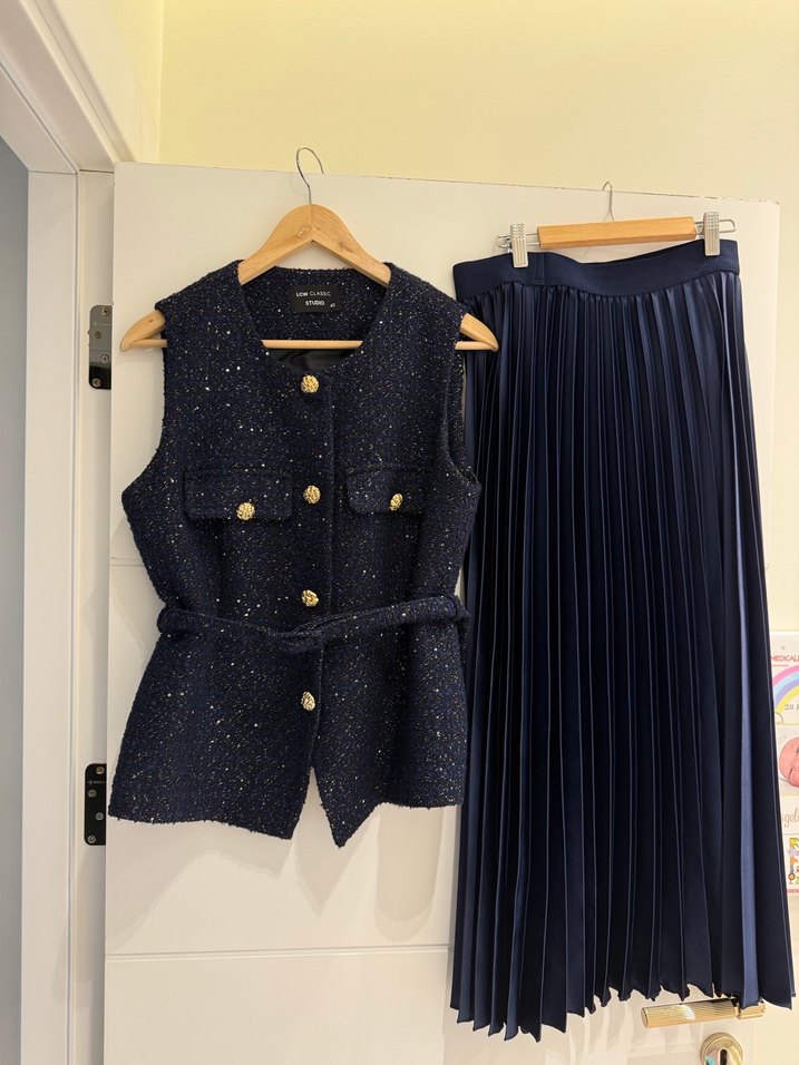 Kadın Lacivert Piliseli Uzun Takım - Görsel 2