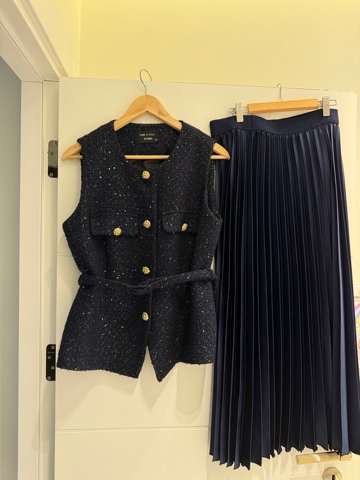 Kadın Lacivert Piliseli Uzun Takım - Görsel 3