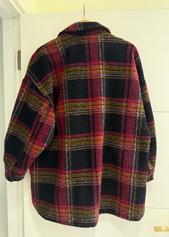 Zara Düğmeli Çok Renkli Midi Kadın Kaban - Görsel 5