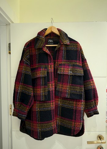 Zara Düğmeli Çok Renkli Midi Kadın Kaban - Görsel 2