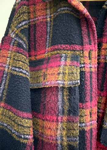 Zara Düğmeli Çok Renkli Midi Kadın Kaban - Görsel 3