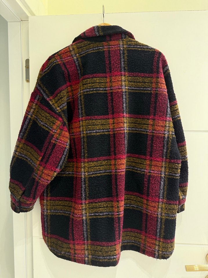 Zara Düğmeli Çok Renkli Midi Kadın Kaban - Görsel 5