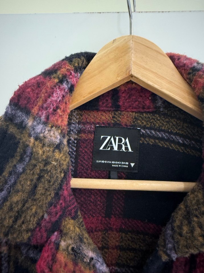 Zara Düğmeli Çok Renkli Midi Kadın Kaban - Görsel 4