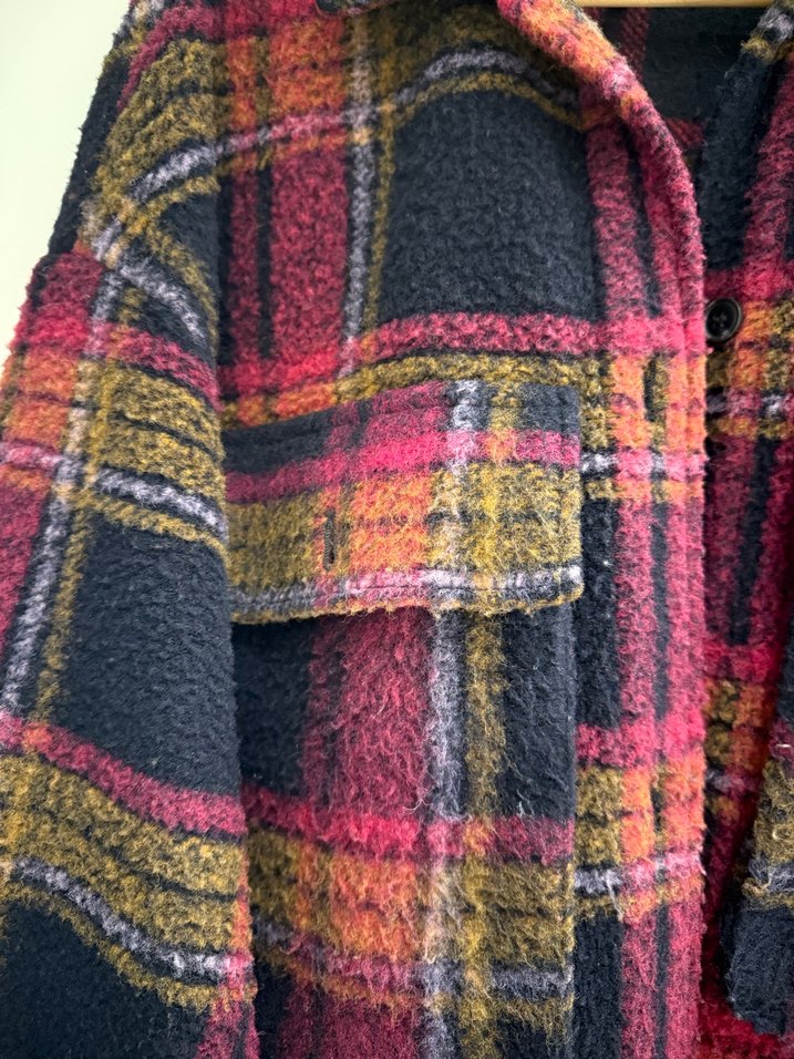 Zara Düğmeli Çok Renkli Midi Kadın Kaban - Görsel 3