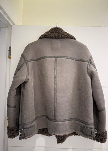 Zara Gri Süet Kürk Detaylı Kadın Ceket - Görsel 4