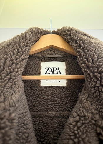 Zara Gri Süet Kürk Detaylı Kadın Ceket - Görsel 3