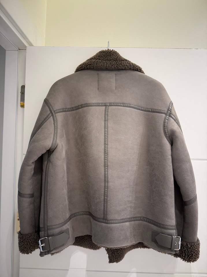 Zara Gri Süet Kürk Detaylı Kadın Ceket - Görsel 4