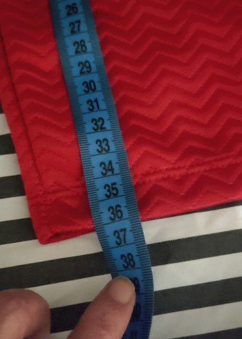 Kırmızı mini etek deri görünümlü - Görsel 5