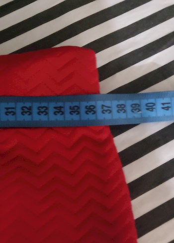 Kırmızı mini etek deri görünümlü - Görsel 6