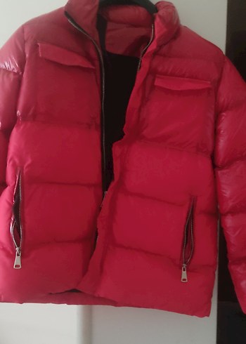 Kırmızı unisex parlak mont - Görsel 2