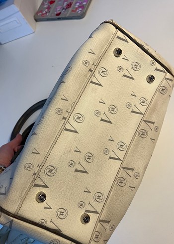 Vintage vakko Beyaz Deri Kadın Çanta - Görsel 5