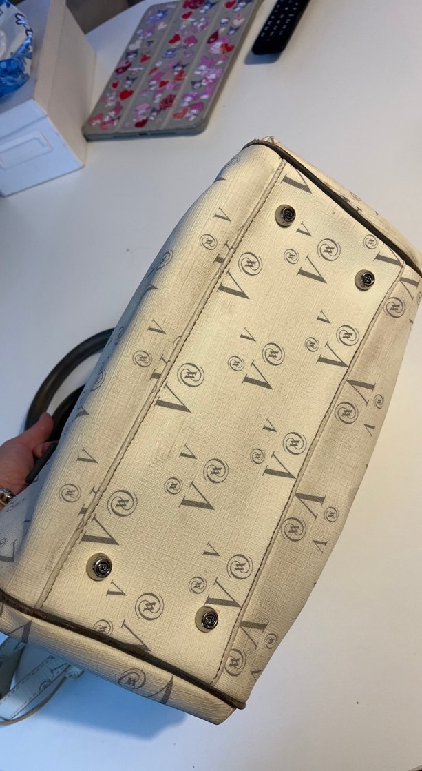 Vintage vakko Beyaz Deri Kadın Çanta - Görsel 5