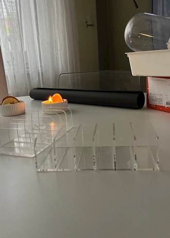 Şeffaf Makyaj Organizeri - Turuncu Detaylı - Görsel 3