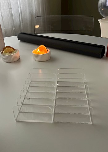 Şeffaf Makyaj Organizeri - Turuncu Detaylı - Görsel 4