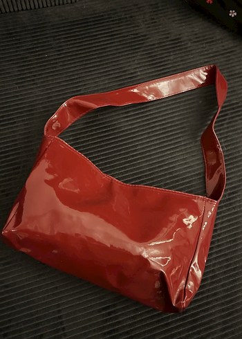 Bordo Parlak Deri Kadın Omuz Çantası - Görsel 3