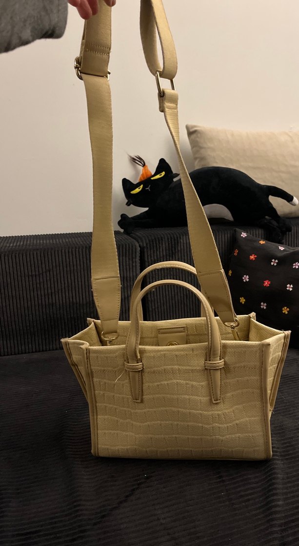 Bej Yılan Derisi Desenli Kadın Deri Çanta - Görsel 2