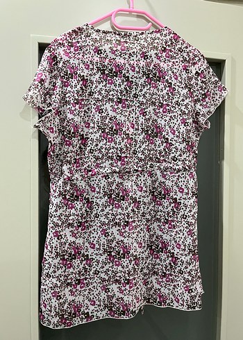 Pembe Bağlama Desenli Hamile Bluzu Düğmeli - Görsel 5