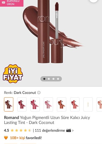 Beden kahverengi Renk Romand #20 Dark Coconut juicy lasting tint