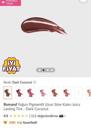 Missha Romand #20 Dark Coconut juicy lasting tint