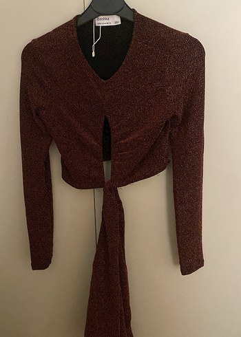 Bordo simli bershka elbise