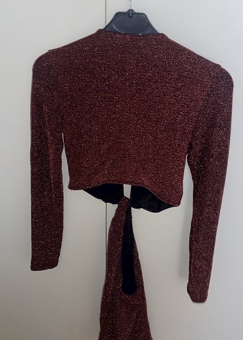 Bershka Bordo simli bershka elbise