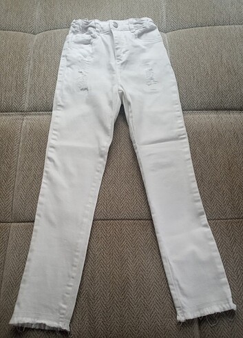 lcw 7-8 yaş kız beyaz kot pantolon 