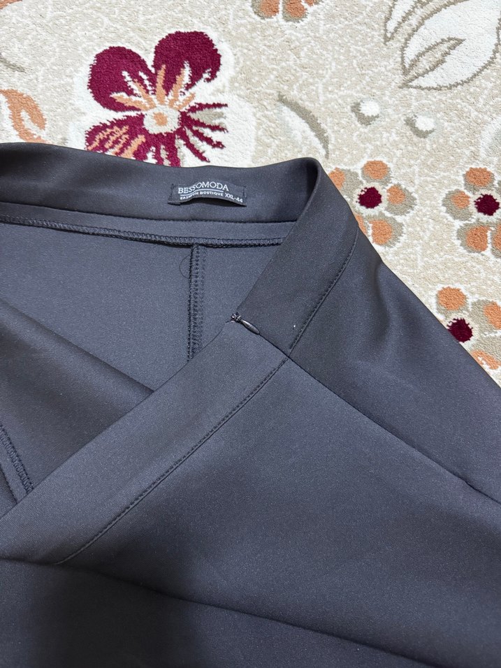 Kadın Siyah Uzun scuba Etek - Görsel 2