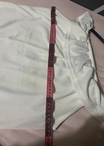 Kolsuz Fırfırlı Beyaz Keten Bluz - Görsel 2