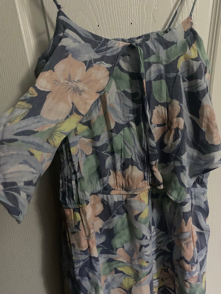 Çiçek Desenli Askılı Midi Elbise - Görsel 2