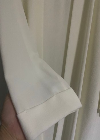 Beyaz Uzun Kadın Kaban, Salaş Kesim, Drapeli - Görsel 2