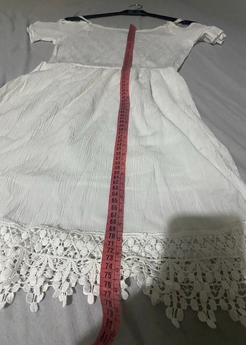 Beyaz Bohem Midi Keten Elbise - Görsel 3